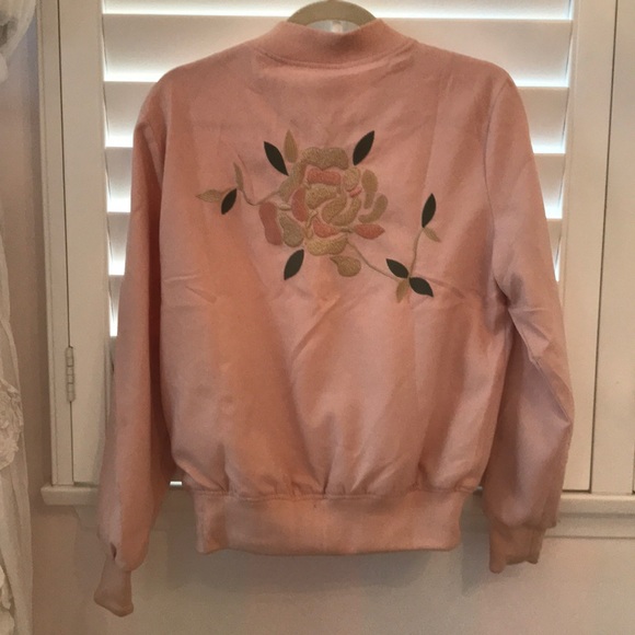 Pink Embroidered Bomber Jacket - Picture 2 of 2